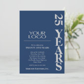 Business-Logo Jahrestag Navy Blue Einladung (Stehend Vorderseite)