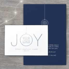 Business-Logo JOY Weihnachtsschmuck Navy Urlaub Folienkarte