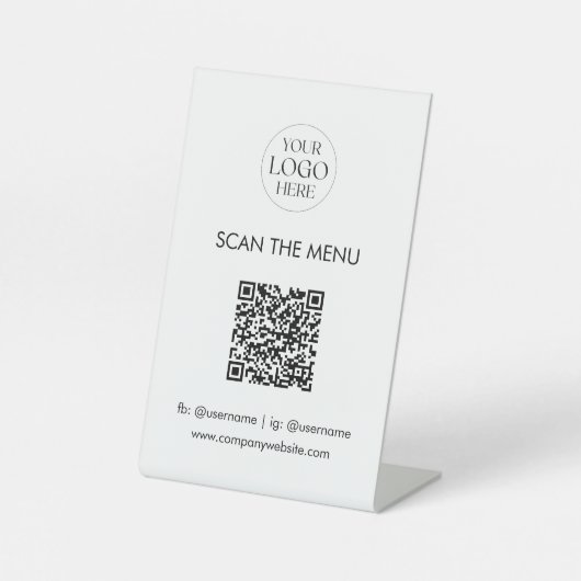Business Logo Menu QR Code Modern Minimalist Sockelschild (Vorderseite)