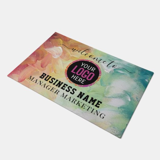 Business-Logo Minimal Stilvolle Berufliche Black D Fußmatte (Schrägansicht)