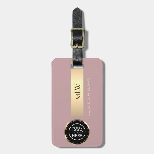 Business-Logo - mit Monogramm Name aus Gold Gepäckanhänger (Vorderseite vertikal)