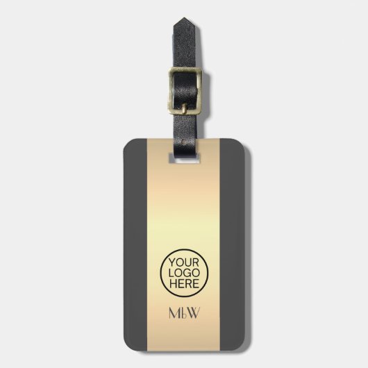 Business-Logo - mit Monogramm Name aus Gold Gepäckanhänger (Vorderseite vertikal)