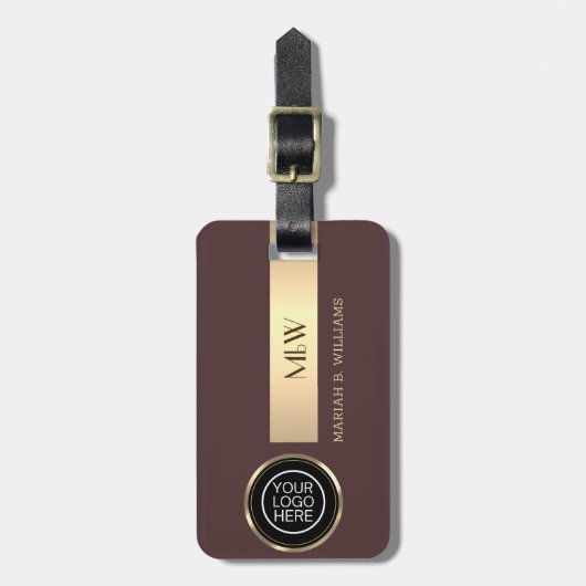 Business-Logo - mit Monogramm Name aus Gold Gepäckanhänger (Vorderseite vertikal)