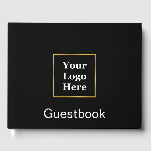 Business-Logo mit Schwarz und Gold-Stil Gästebuch (Vorderseite)