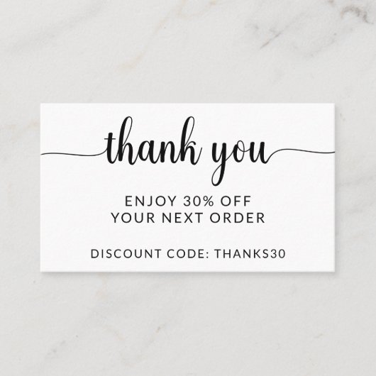 Business Logo Modern Script Thank You Promotion Rabattkarte (Vorderseite)