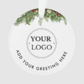 Business-Logo Moderne Weihnachtsgrün Ornament (Vorderseite)