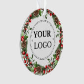 Business-Logo Moderne Weihnachtsgrün Ornament (Vorderseite)