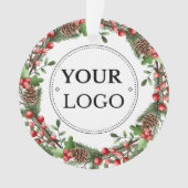 Business-Logo Moderne Weihnachtsgrün Ornament (Vorderseite)
