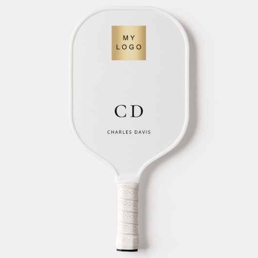 Business logo monogram initials name white pickleball schläger (Rückseite)