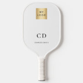 Business logo monogram initials name white pickleball schläger (Vorderseite)