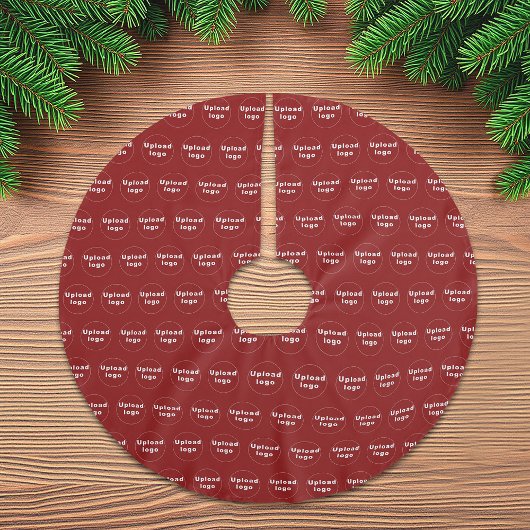 Business-Logo Nahtloses Muster in Rot Polyester Weihnachtsbaumdecke