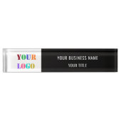 Business Logo Name Title Info Desk Name Plate Namensplakette (Vorderseite)