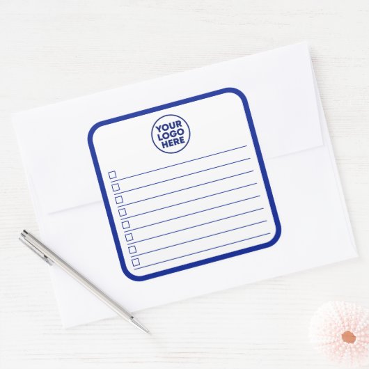 Business Logo Navy Blue To Do List Quadratischer Aufkleber (Umschlag)