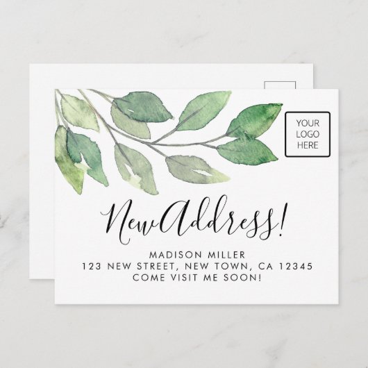 Business Logo New Address Moving Ankündigungspostkarte (Vorne/Hinten)