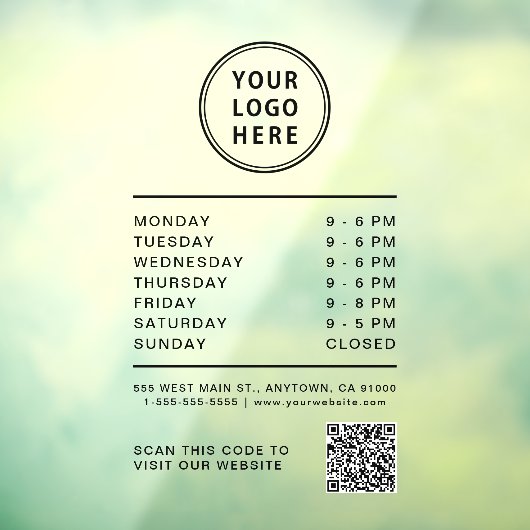 Business Logo Open Hours Create Your QR Code Fensteraufkleber (Blatt 3)