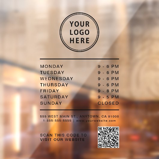 Business Logo Open Hours Create Your QR Code Fensteraufkleber (Blatt 2)