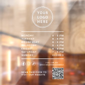 Business Logo Open Hours Social Media QR Code Fensteraufkleber (Blatt 2)