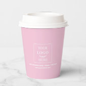 Business Logo Promotional Branded Budget Pink Pappbecher (Rückseite)