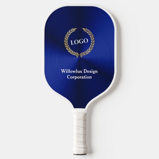 Business Logo Promotional Company Blue Pickleball Schläger (Vorderseite)