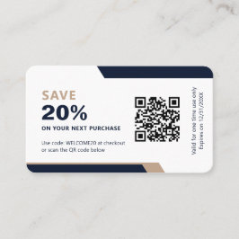 Business Logo Promotional Modern Navy Blue & Gold Rabattkarte