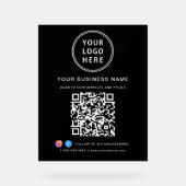 Business Logo QR Code Black Acrylschild (Vorderseite)