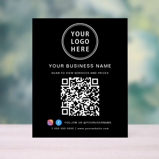 Business Logo QR Code Black Acrylschild (Neutral)