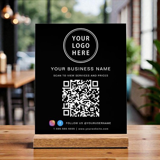 Business Logo QR Code Black Acrylschild