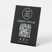Business Logo QR Code Black Tabletop Sockelschild (Vorderseite)
