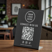 Business Logo QR Code Black Tabletop Sockelschild