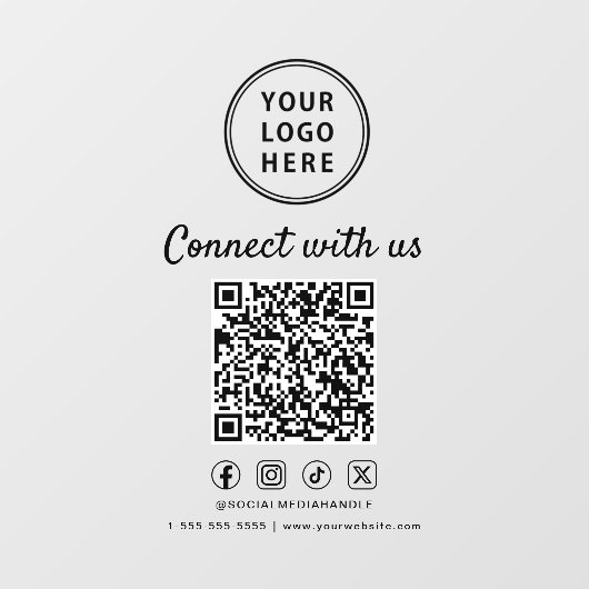 Business Logo QR Code Connect With Us Fensteraufkleber (Blatt)
