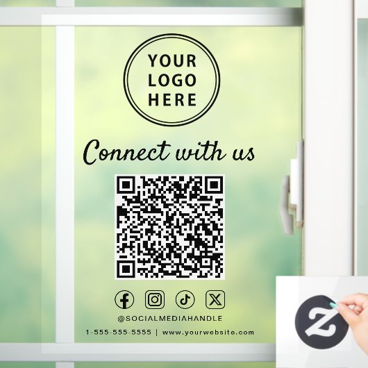 Business Logo QR Code Connect With Us Fensteraufkleber (Zuhause)