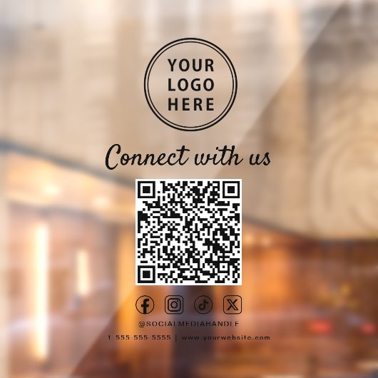 Business Logo QR Code Connect With Us Fensteraufkleber (Blatt 2)