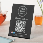 Business Logo QR Code Connect With Us Tabletop Sockelschild (In Situ)