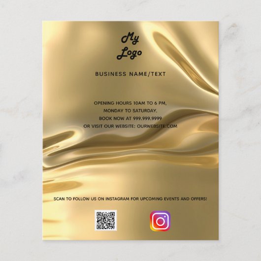 Business-Logo qr Code Instagramm golden Flyer (Vorne)