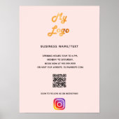 Business-Logo qr Code Instagramm Rose Gold Poster (Vorne)