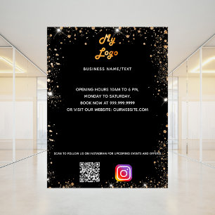 Business Logo qr Code Instagramm schwarzes Gold Poster