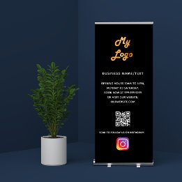 Business Logo qr Code Instragram schwarz Ausziehbarer Banner