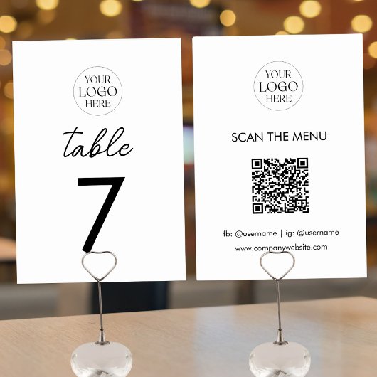 Business Logo QR Code Menu Modern Minimalist Tischnummer