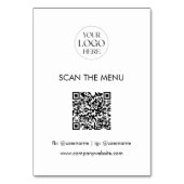 Business Logo QR Code Menu Modern Minimalist Tischnummer (Rückseite)