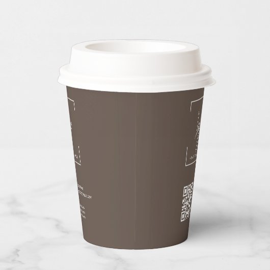 Business Logo QR code Modern Brown Corporate Pappbecher (Rechts)