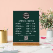 Business Logo QR Code Opening Hours Green Acrylschild (Hochzeit)