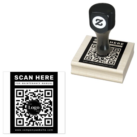 Business Logo Qr Code Scan Me Maintenance Manual Gummistempel (Stempel)