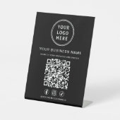 Business Logo QR Code Social Media Black Sockelschild (Vorderseite)