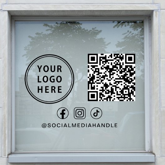 Business Logo QR Code Social Media Horizontal Fensteraufkleber