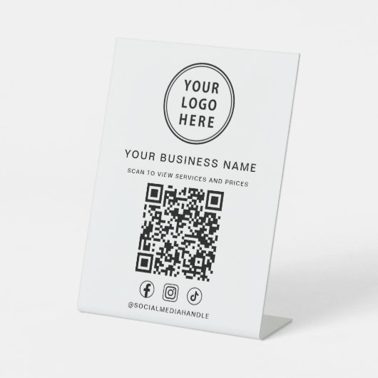 Business Logo QR Code Social Media Sockelschild (Vorderseite)