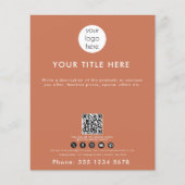 Business-Logo QR Code Social Media Terracotta Flyer (Vorne)