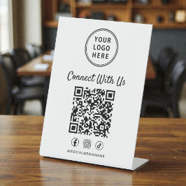 Business Logo QR Code Tabletop Sockelschild