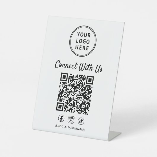 Business Logo QR Code Tabletop Sockelschild (Vorderseite)
