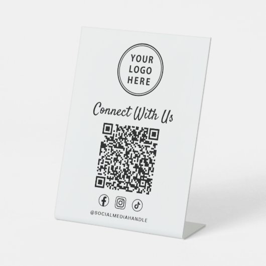 Business Logo QR Code Tabletop Sockelschild (Vorderseite)