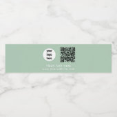 Business Logo QR Code Text Website Green Customer Wasserflaschenetikett (Einzelnes Label)